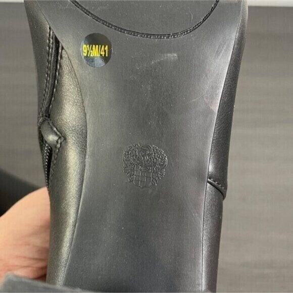 Vince Camuto Coorin Black Leather Ankle Boots 9.5 Gold Zip Block Heel Timeless - Picture 9 of 12